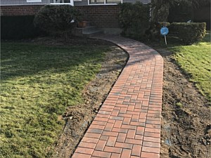 terracotta 90 herringbone nicolock red gray front walk way walkway holland 4x8